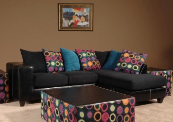 201056 Lauren Sectional Sofa in Suede Fabric & Vinyl by Chelsea [CHFSS-CHF-201056 Lauren]