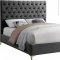 Cruz Bed in Grey Velvet Fabric by Meridian w/Options