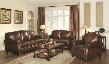 Montbrook Sofa 503981 in Brown Leather by Coaster w/Options [CRS-503981 Montbrook]