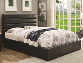 Riverbend 300469 Upholstered Bed Black Leatherette by Coaster [CRB-300649 Riverbend]