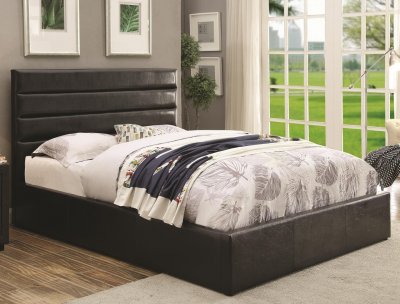 Riverbend 300469 Upholstered Bed Black Leatherette by Coaster