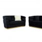 MS2109 Sofa & Loveseat Set in Black Velvet by VImports