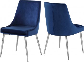 Karina Dining Chair 784 Set of 2 Navy Velvet Fabric by Meridian [MRDC-784 Karina Navy]