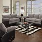 Charcoal Microfiber Sofa & Loveseat Set w/Faux Leather Base