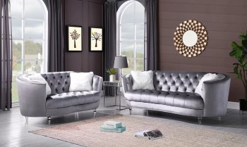 FD171 Sofa & Loveseat Set in Gray Velvet by FDF [FDS-FD171 Gray]