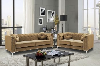 LCL-016 Sofa & Loveseat Set in Gold Velvet [BDS-LCL-016 Gold]