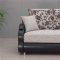 Fabric & Dark Vinyl Two-Tone Modern Sofa Bed w/Options