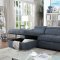 Patty Sectional Sofa w/Sleeper CM6514BL in Blue Gray Fabric