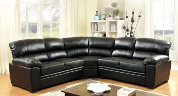 Oliver CM6325BK Sectional Sofa in Black Leatherette [FASS-CM6325BK-Oliver]