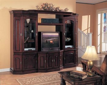 Delux Dark Cherry Finish Contemporary Entertainment Wall Unit [CRTV-385-3830]