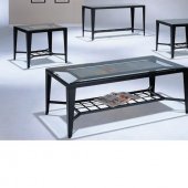 Black Finish Modern 3 Pc Coffee Table Set w/Optional Sofa Table