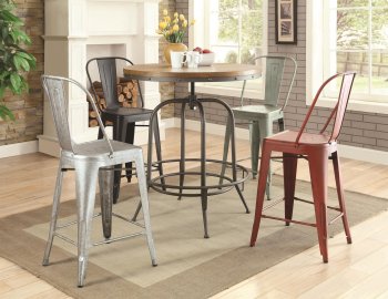 Lahrer 122097 5Pc Bar Table & Metal Chairs Set by Coaster [CRDS-122097 Lahrer]