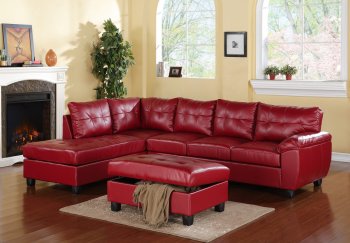 G909B Sectional Sofa w/Ottoman in Red Leatherette by Glory [GYSS-G909B Red]