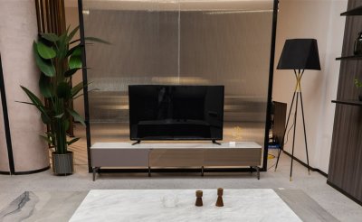 Mia TV Stand in Walnut by Beverly Hills