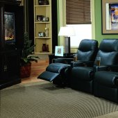 Black Leatherette Home Theater Recliner Seats W/Cup Holders