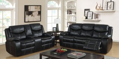 Gatria Reclining Sofa CM6981 Black Leatherette w/Options