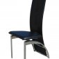 Set of 4 Black Leatherette Modern Dining Chairs w/Chromed Legs