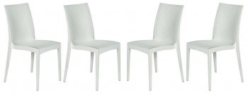 Weave Set of 4 Indoor/Outdoor Chairs MC19W in White - LeisureMod [LMDC-MC19W-Weave White]