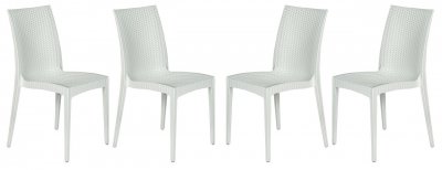 Weave Set of 4 Indoor/Outdoor Chairs MC19W in White - LeisureMod