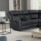 U6024 Motion Sectional Sofa in Black PU by Global