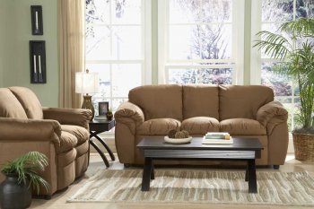 Brown Microfiber Plush Contemporary Sofa & Loveseat Set [HES-9937BR]