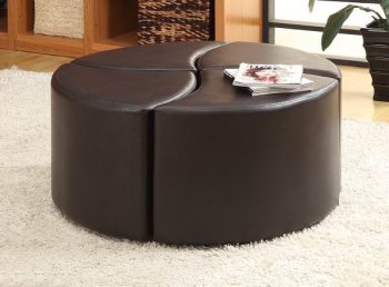 Brown Vinyl Modern 4-Piece Cocktail Ottoman w/Casters [HEO-4721]