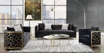 Fergal Sofa 55665 in Black Velvet & Gold by Acme w/Options [AMS-55665 Fergal]