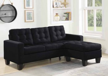 Earsom Sectional Sofa 56660 in Black Fabric by Acme [AMSS-56660 Earsom]