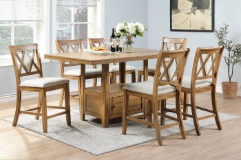 F2493 Counter Ht 7Pc Dining Set in Light Brown Oak by Poundex [PXDS-F2493-F1797]