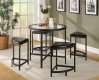 Black Metal Base Modern 5Pc Pub Set w/Glass Table Top