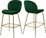 Paris Counter Stool 787 Set of 2 Green Velvet Fabric by Meridian