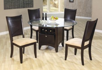 Deep Cappuccino Finish Dinette With Wine Rack & Glass Top Table [CRDS-64-101831]