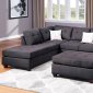 F6404 Sectional Sofa w/Ottoman in Ash Black Fabric by Poundex