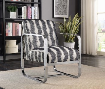 904078 Set of 2 Accent Chairs Black & White Jacquard by Coaster [CRCC-904078]