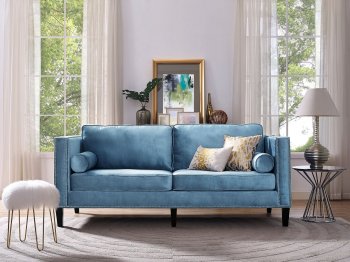 Cooper Sofa TOV-S18 in Blue Velvet Fabric by TOV Furniture [TVS-TOV-S18-Cooper Blue]