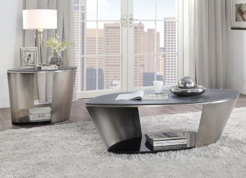 Thyge Coffee Table 83040 in Satin Silver & Glass Plated by Acme [AMCT-83040-Thyge]