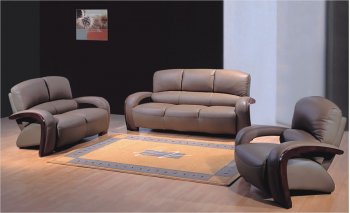 3 Piece Contemporary Charcoal Leather Living Room Set [EFS-2115]