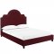 Primrose Upholstered Platform Queen Bed in Maroon Velvet by Modw