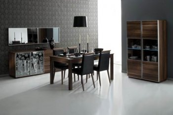 Brown Finish Modern Dining Table w/Optional Items [YSDS-Fauna]