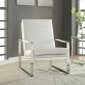 Rafael Accent Chair 59782 in White PU & Stainless Steel by Acme