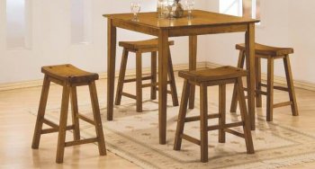 Oak Finish Modern 5Pc Counter Height Dinette Set w/Square Top [HEDS-5302A-Saddleback]