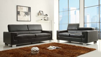 Vernon Sofa 9603BLK in Black Bonded Leather by Homelegance [HES-9603BLK Vernon]