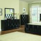 Dark Brown Glossy Finish Contemporary Wavely Shaped Bedroom