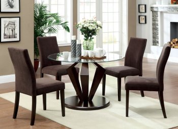 CM3120T Lancy I 5Pc Dinette Set in Dark Walnut w/Glass Top [FADS-CM3120T Lancy I]