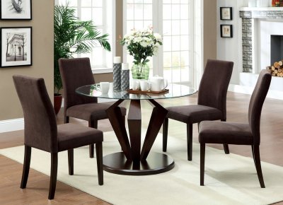 CM3120T Lancy I 5Pc Dinette Set in Dark Walnut w/Glass Top