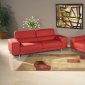 Red Microfiber Modern Sofa & Loveseat Set w/Metal Legs