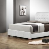 B113 Upholstered Bed in White Leatherette