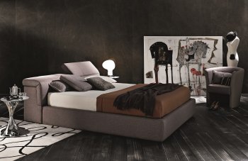 Tower Storage Bed in Taupe Fabric by J&M [JMB-Tower-Taupe]