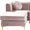 Graham Sectional Sofa 661 in Pink Velvet Fabric by Meridian