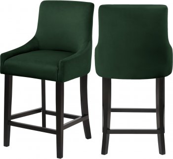 Demi Counter Stool 724 Set of 2 Green Velvet Fabric by Meridian [MRDC-724 Demi Green]